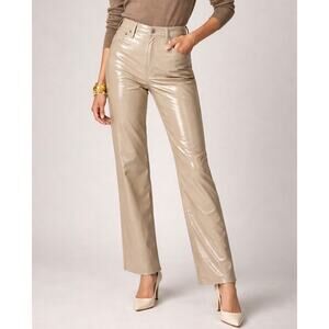 J.Crew Collection Demi Boot Faux Patent Leather Pants Size 30 Khaki Beige
